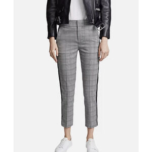 Joie Kenadia Gray Plaid Ankle Cropped Trouser Tuxedo Stripe Pants Size 4